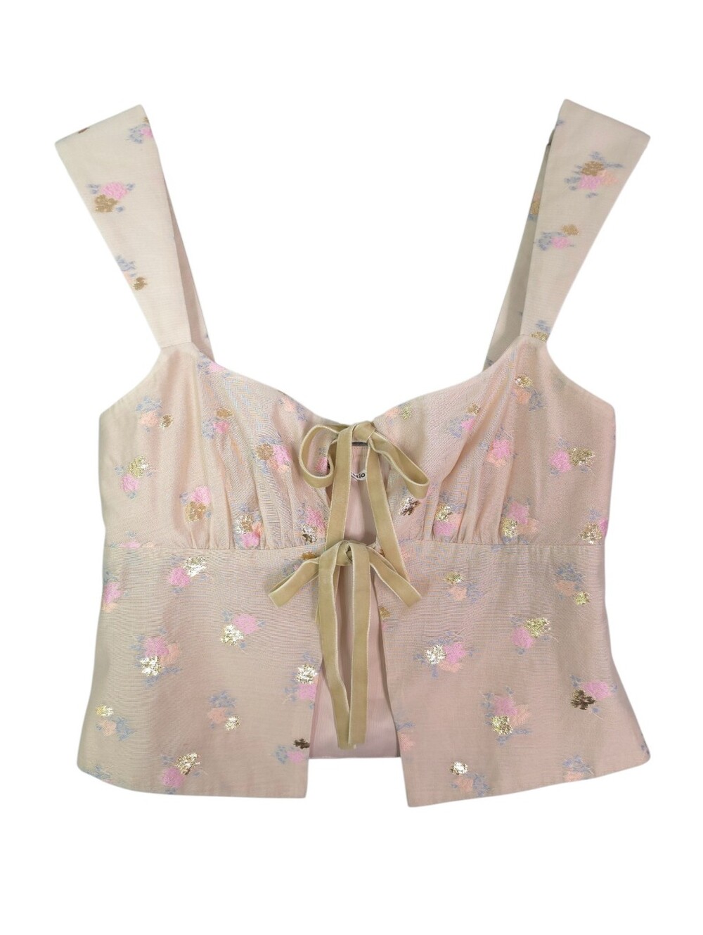 Reformation Azalea Crop Top with‎ Velvet Bows Elouise